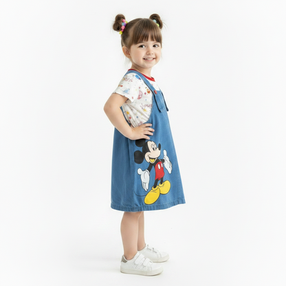 Mickey & Minnie Girl's Denim Skirt Overall Outfit Set
