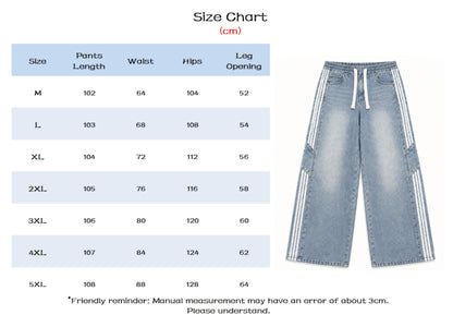Men's Retro Washed Wide-Leg Denim Baggy Jeans