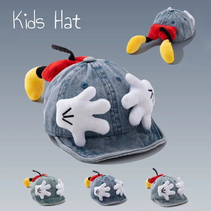 Kids Peek-A-Boo Mouse Denim Baseball Cap