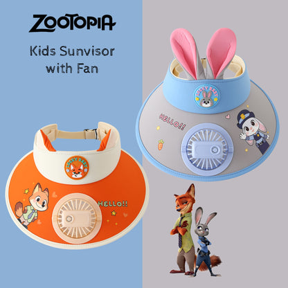 Zootopia Children's Sun Visor Hat with Built-in Mini Cooling Fan