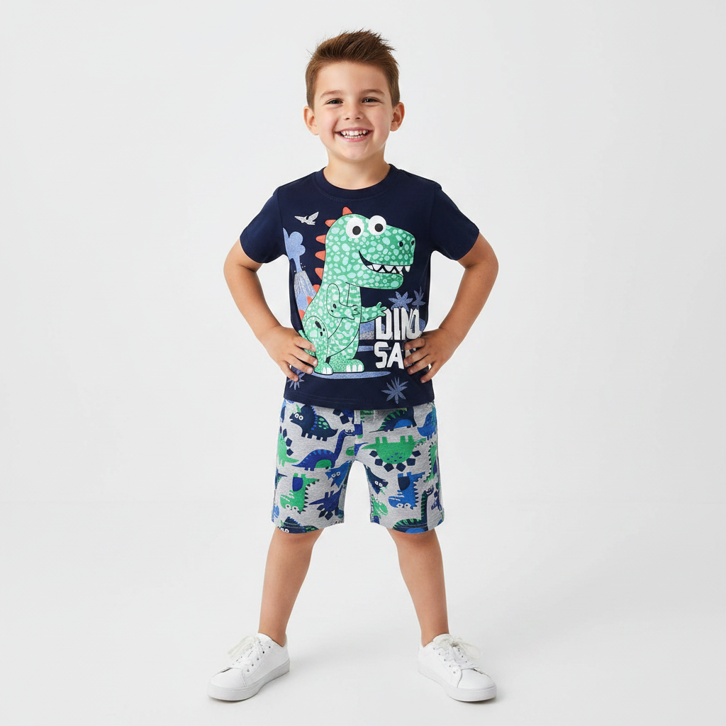 Boys Cute Cartoon Summer 2-Piece Outfit Set