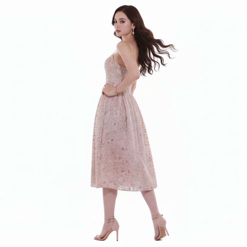 Fiore Gem Suspender Midi Dress.