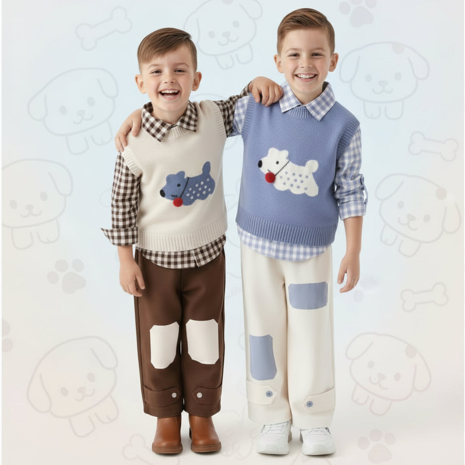 Boys Puppy Patch 3-Piece Outfit Set