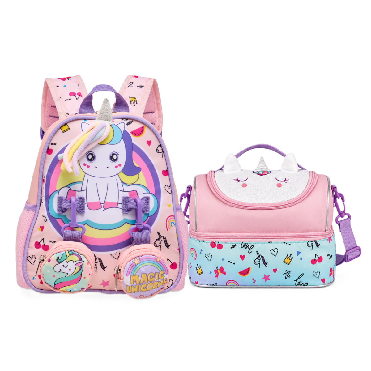 Supercute Magic Unicorn School Backpack & Lunch Bag Set