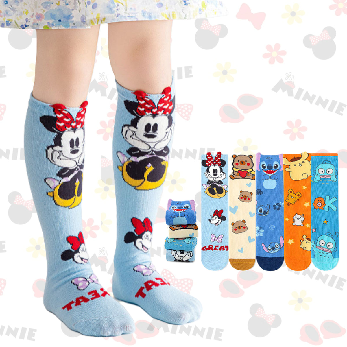 Kids Comfy Cartoon Character Knee-High Socks