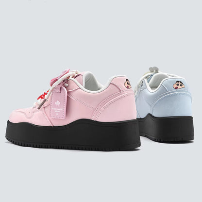 Crayon Shin-Chan Collaboration Mismatched Pastel Platform Sneakers