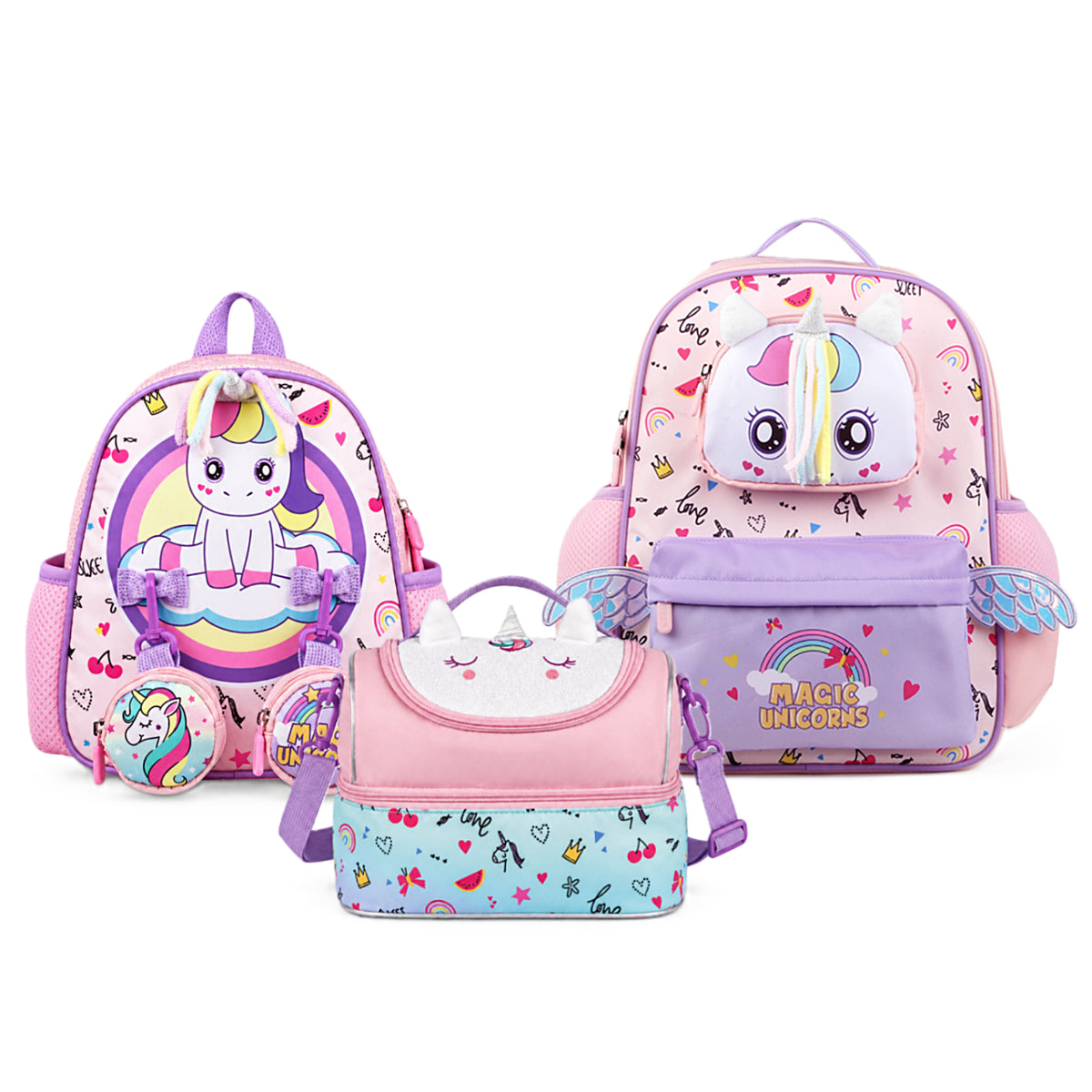 Supercute Magic Unicorn School Backpack & Lunch Bag Set