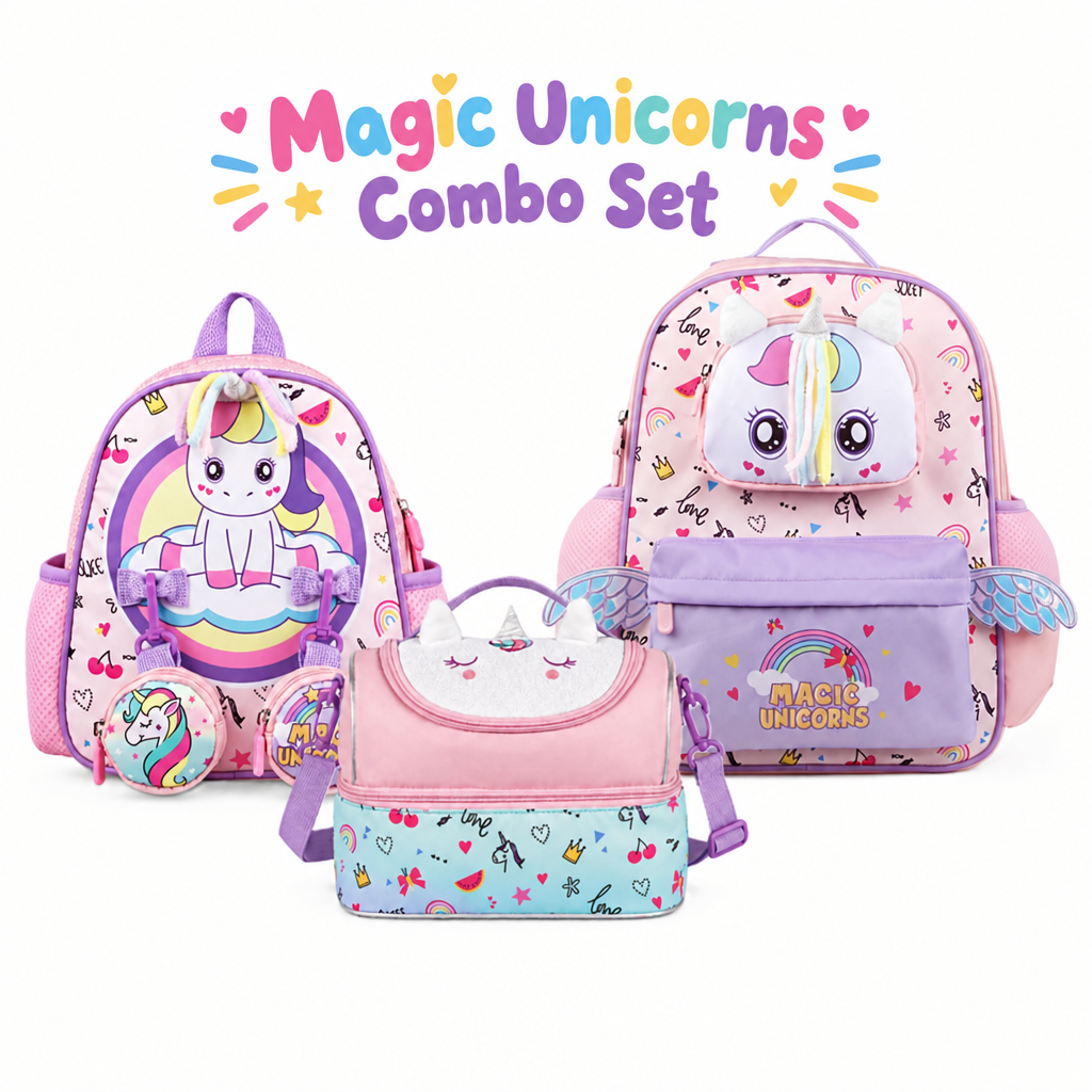 Supercute Magic Unicorn School Backpack & Lunch Bag Set