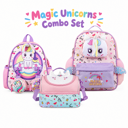 Supercute Magic Unicorn School Backpack & Lunch Bag Set