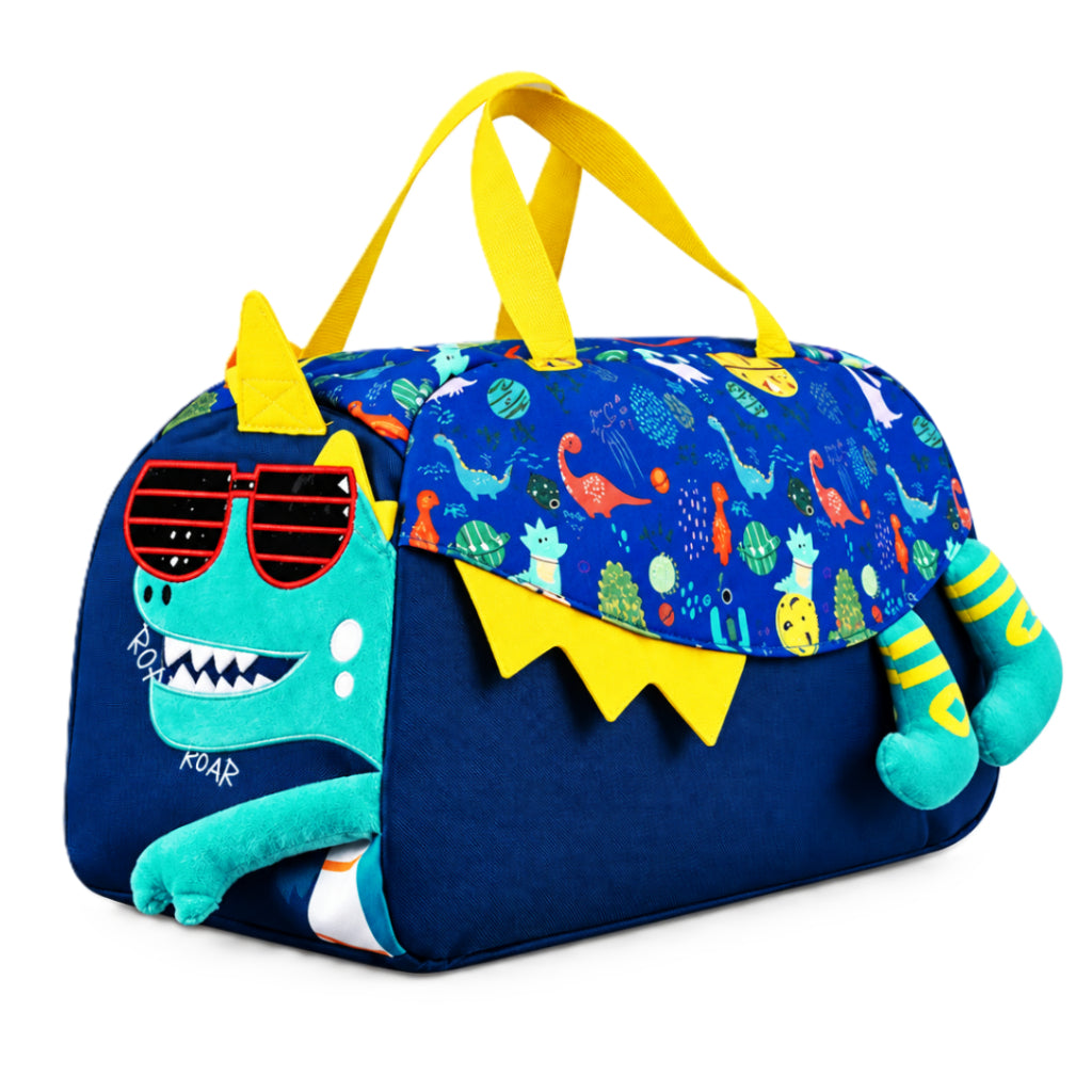 2-Piece Kids Funky Dinosaur Backpack & Duffel Bag Travel Set