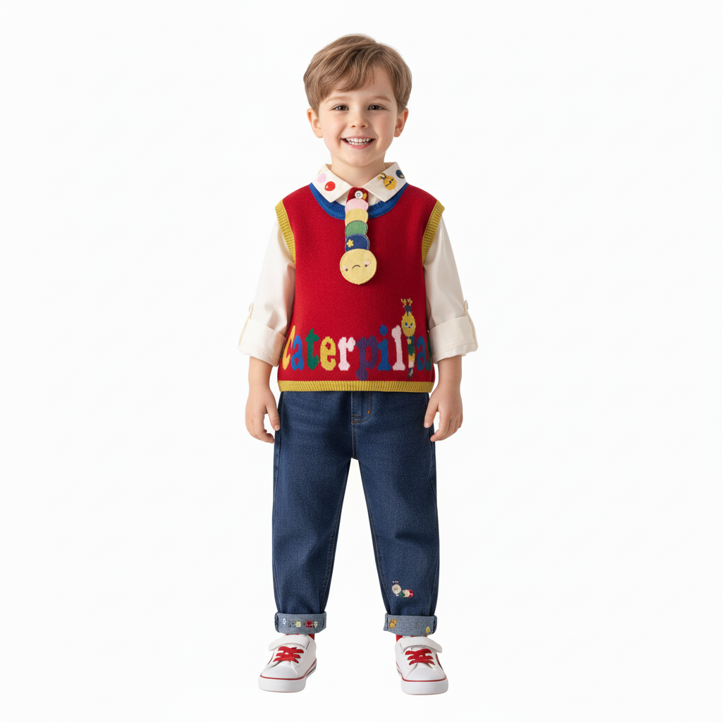Boy's Multicolor Knit Caterpillar 3-Piece Outfit Set