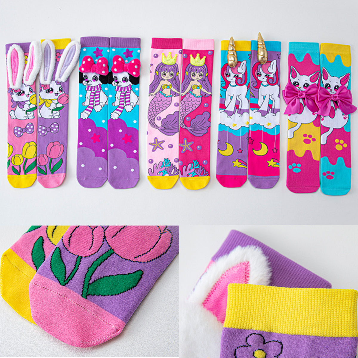 Kids Cute Cartoom Knee-High Crazy Socks
