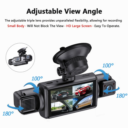 4-Channel Car Dash Camera with 1080P Front And 720P Left/Inside Right Rear DVR, Featuring Night Vision, Loop Recording, And 24-Hour Parking Monitoring for Vehicle Additions