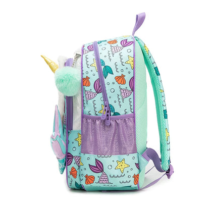 3-Piece Cute 3D Mermaid Caticorn School Bag Set - Backpack + Lunch Bag + Pencil Case