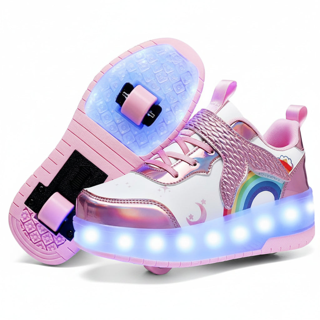 Kids Magical Light Up 2-in-1 Roller Skate Sneakers - Purple