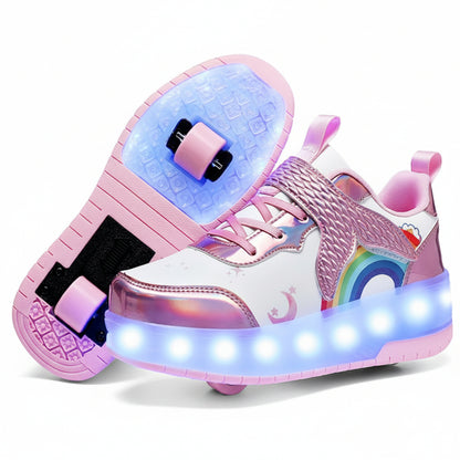 Kids Magical Light Up 2-in-1 Roller Skate Sneakers - Purple
