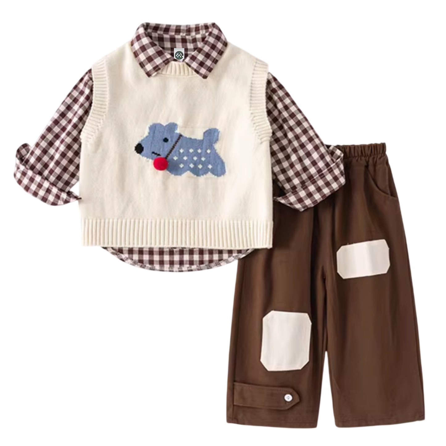 Boys Puppy Patch 3-Piece Outfit Set