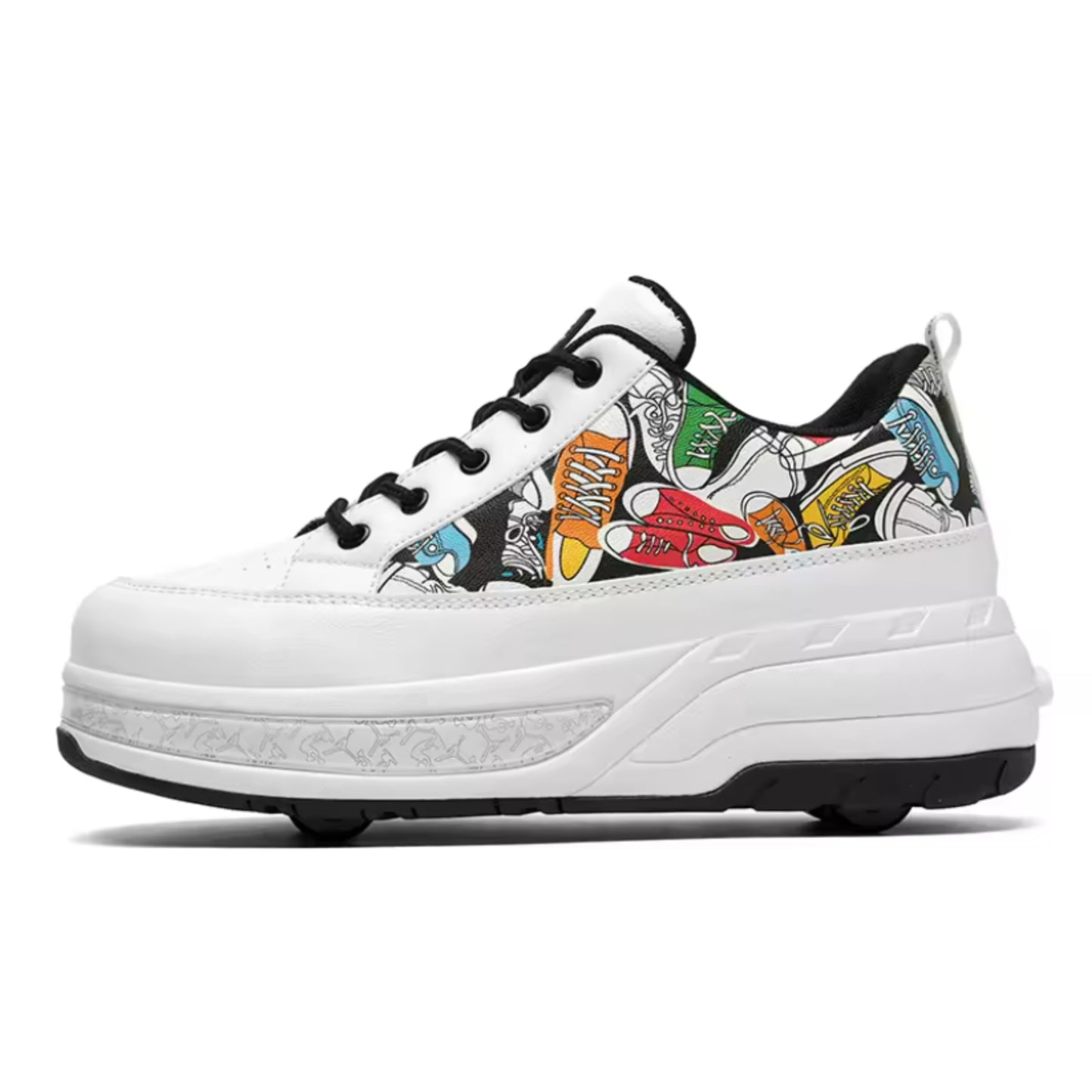 Unisex 2-in-1 Street-Art Graffiti Convertible Roller Skate Shoes | Kids & Adult
