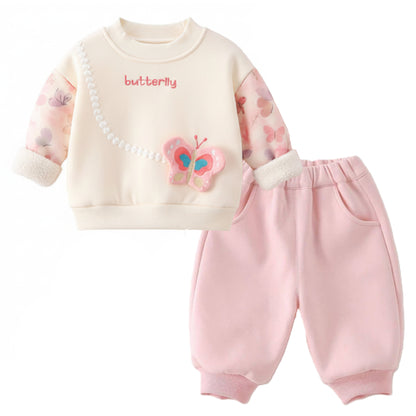 Pixie Dust Butterfly Girls' Sweatshirt and Sweatpants 2-Piece Outfit Set