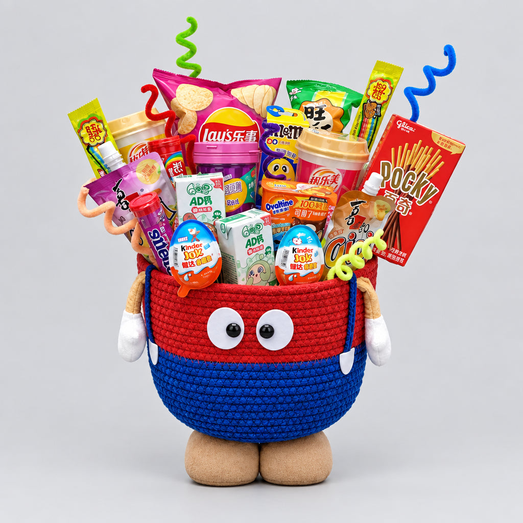 Cute 3D Monster Woven Cotton Rope Storage Basket with Feet