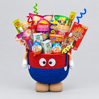 Cute 3D Monster Woven Cotton Rope Storage Basket with Feet