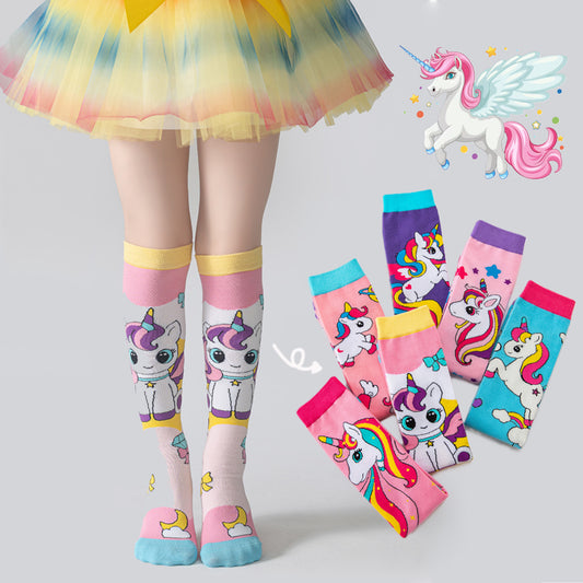 Adorable Children's Knee-High Unicorn Crazy Socks