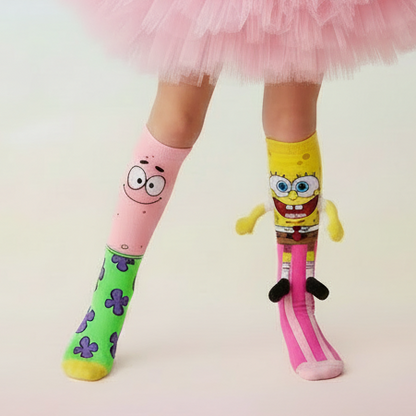 SpongeBob & Patric Mismatched 3D Knee-High Crazy Socks