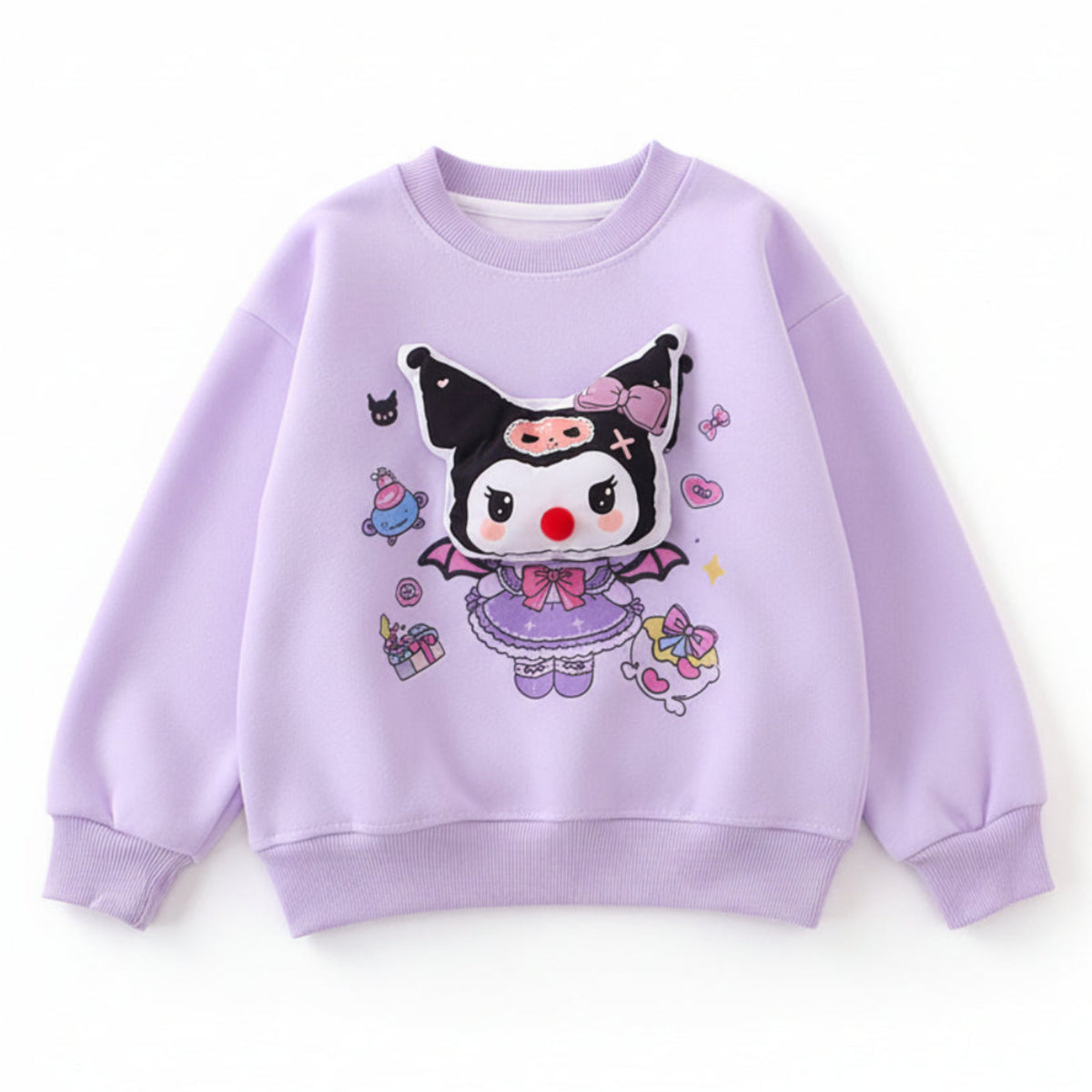 Girls 3D Cartoon Applique Pullover Sweatshirt