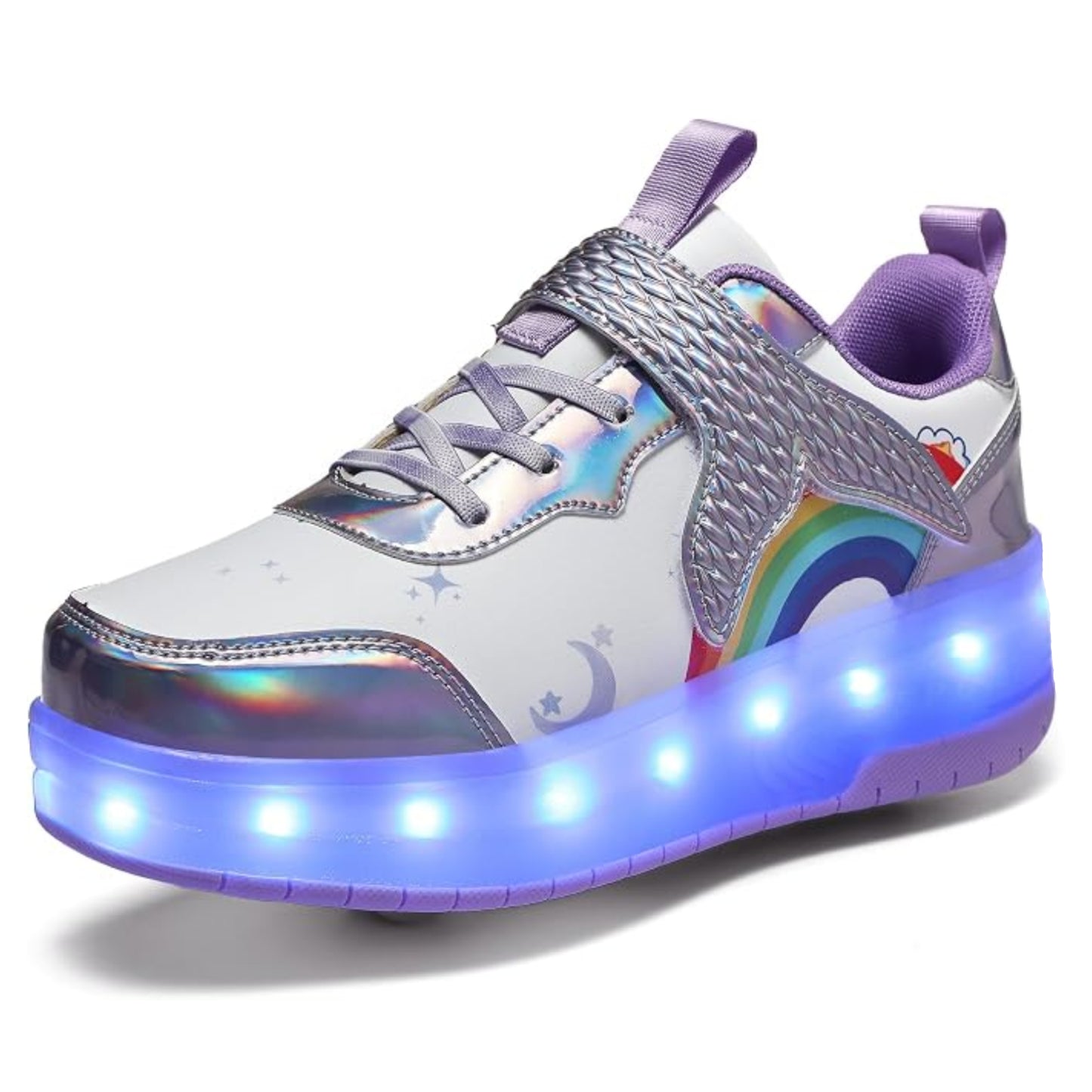 Kids Magical Light Up 2-in-1 Roller Skate Sneakers - Purple