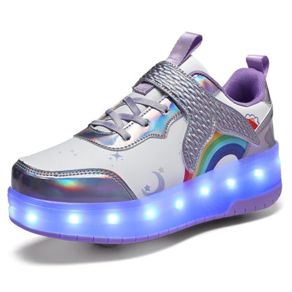 Kids Magical Light Up 2-in-1 Roller Skate Sneakers - Purple