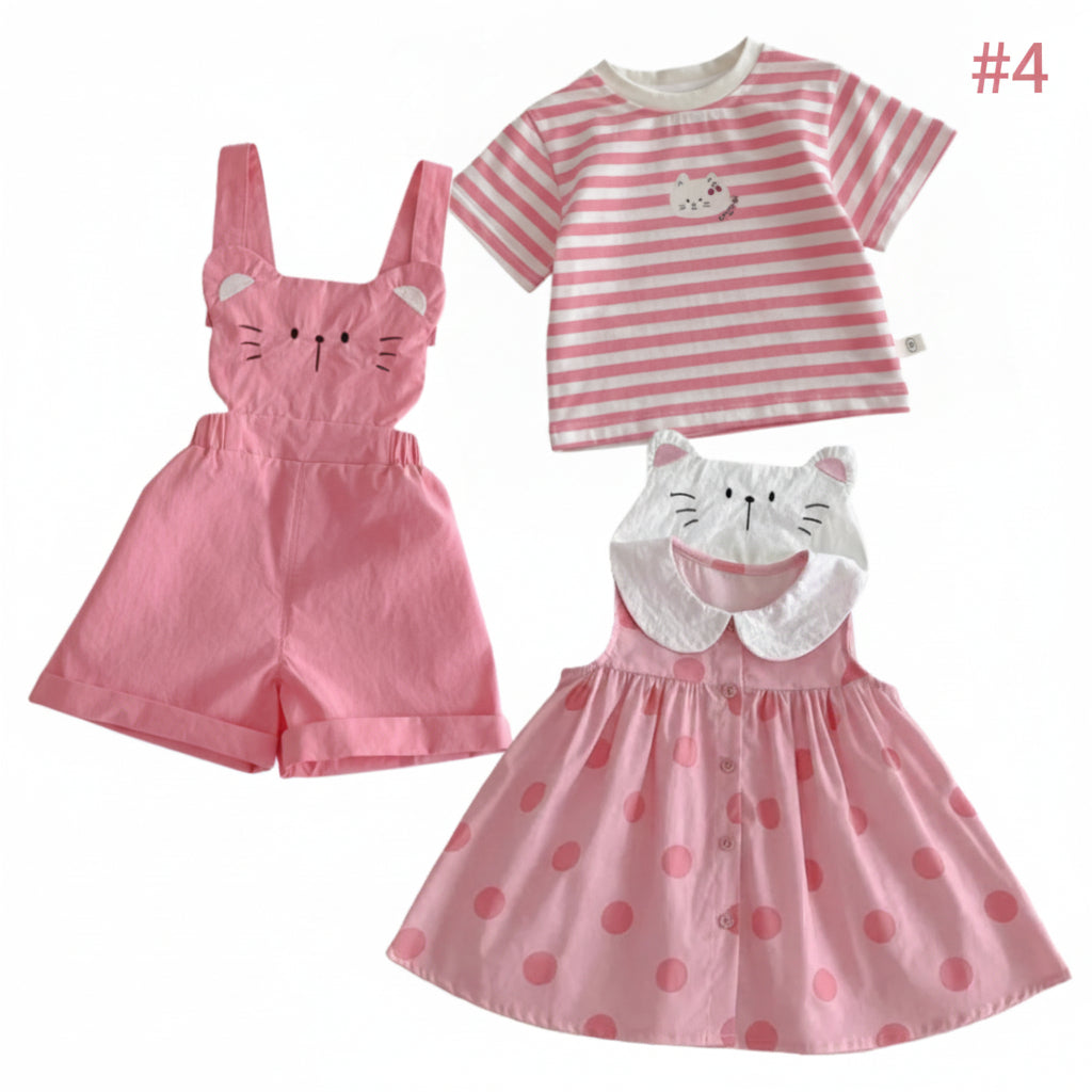 Girls' Pink Cat Outfit Set