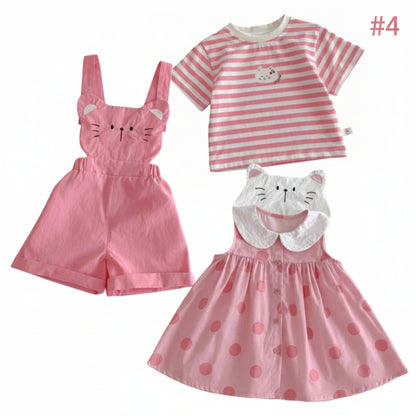 Girls' Pink Cat Outfit Set