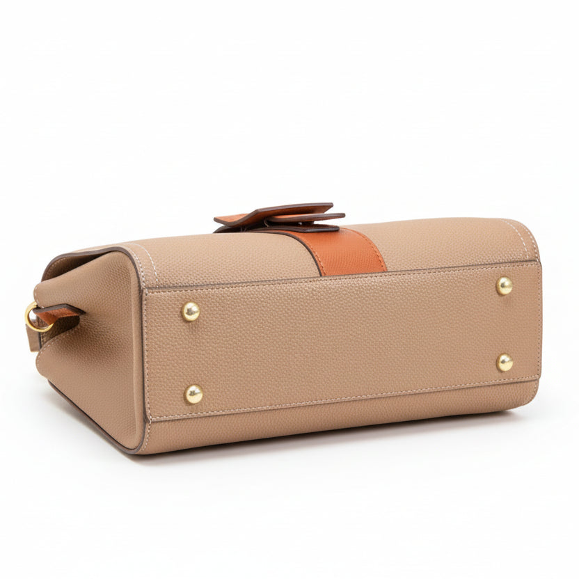 Patterned Linear Buckle Satchel Shoulder / Crossbody Bag