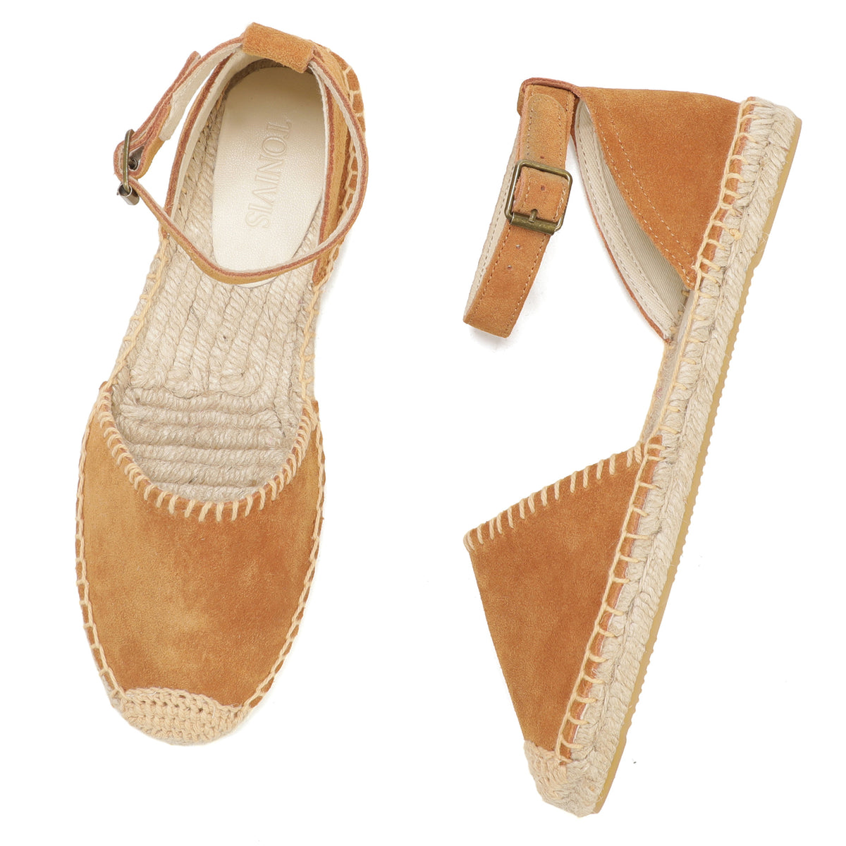 TONIVIS Women's Suede Leather Ankle Strap Espadrille Sandals