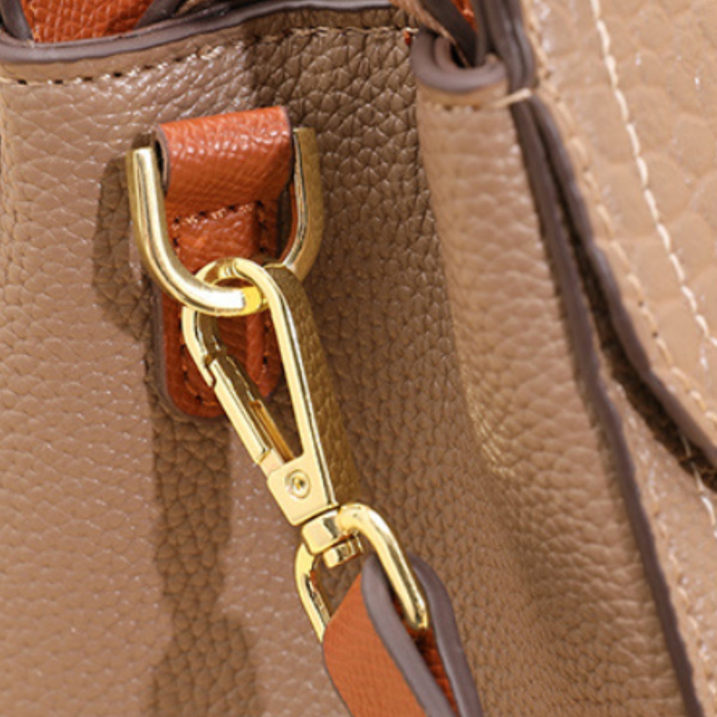 Patterned Linear Buckle Satchel Shoulder / Crossbody Bag