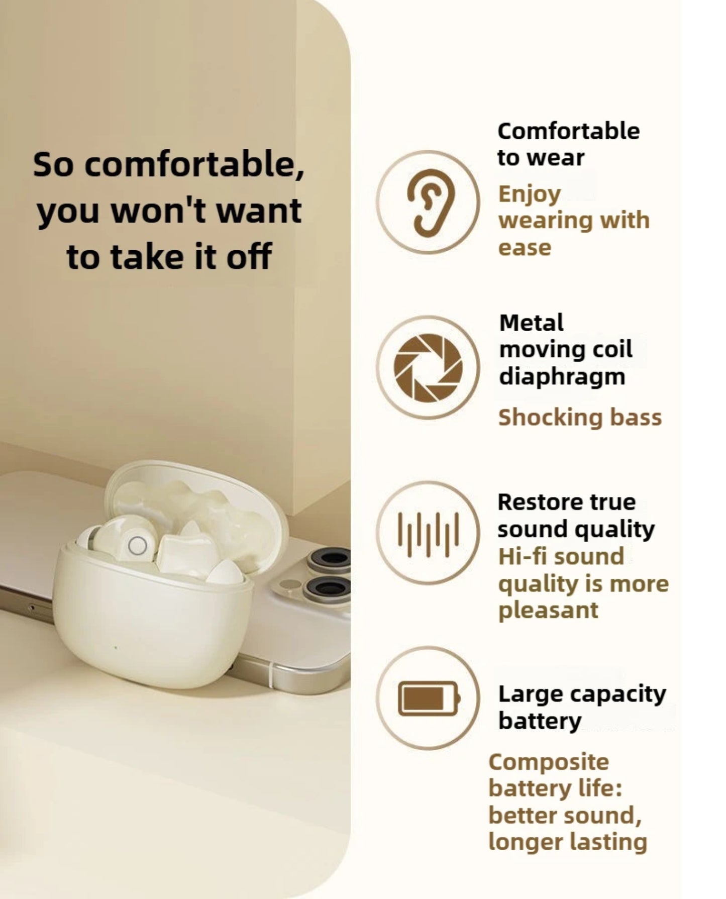 New Wireless Bluetooth Earbuds with Noise Reduction, High Sound Quality & Long Battery Life