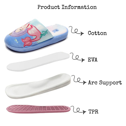 Children's Adorable Mermaid Closed-Toe Home Slippers