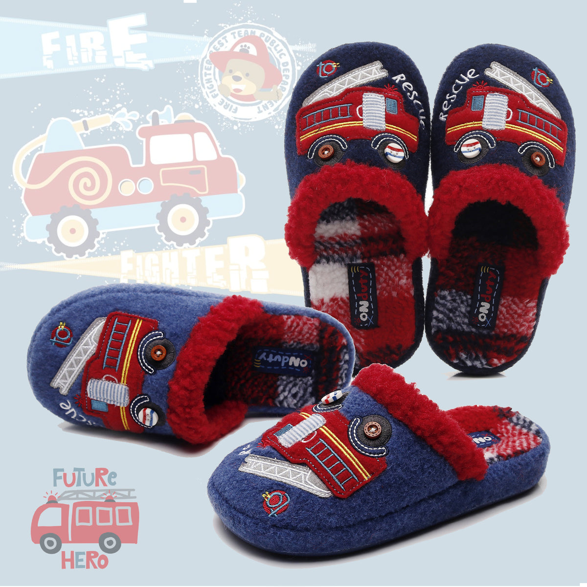 Children's Firefighter Rescue Closed-Toe Home Slippers