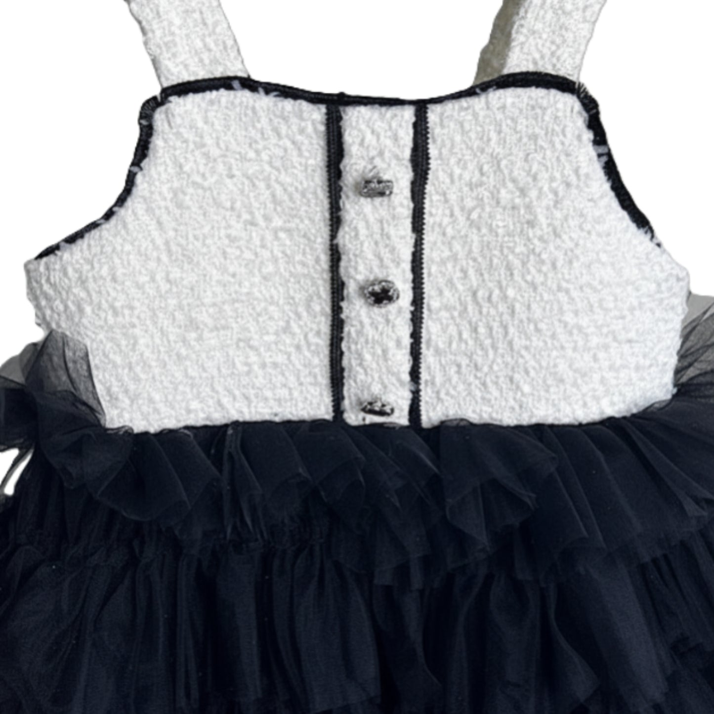 Girls Woolen Splicing Mesh Suspender Tutu Dress