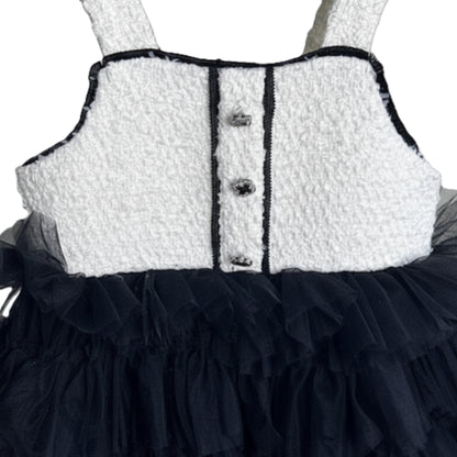 Girls Woolen Splicing Mesh Suspender Tutu Dress