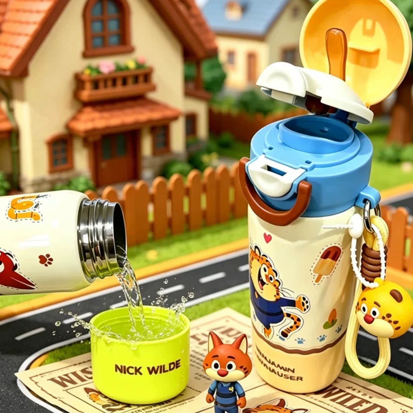 Zootopia Kids Insulated Stainless Steel Water Bottle with Charm