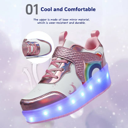 Kids Magical Light Up 2-in-1 Roller Skate Sneakers - Purple