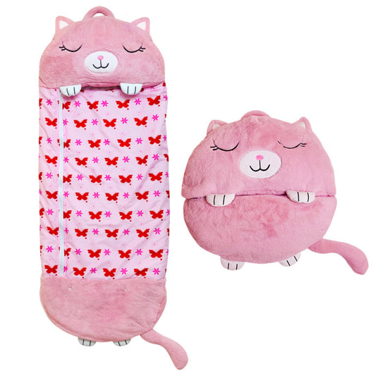 Zip & Zzz's Children's Cartoon Sleeping Bag - Light Pink Cat