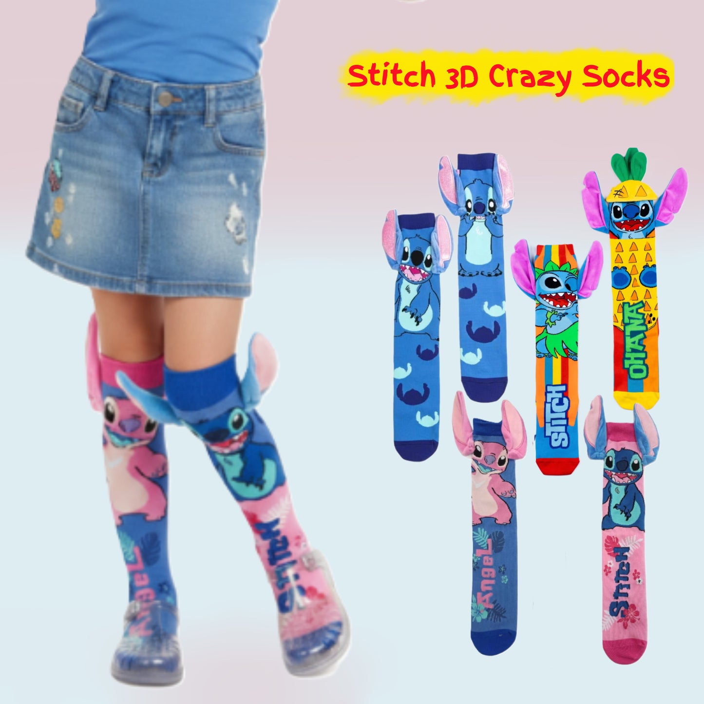 Stitch Children's Adorable 3D Knee-High Crazy Socks