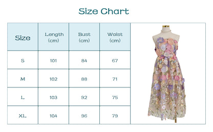Embroidered Pink Bandeau Midi Dress.
