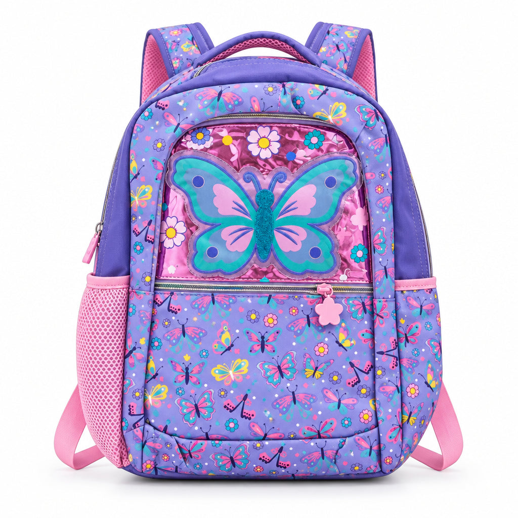 2-Piece Kids Butterfly Fantasy Large Backpack & Duffel Bag Travel Set