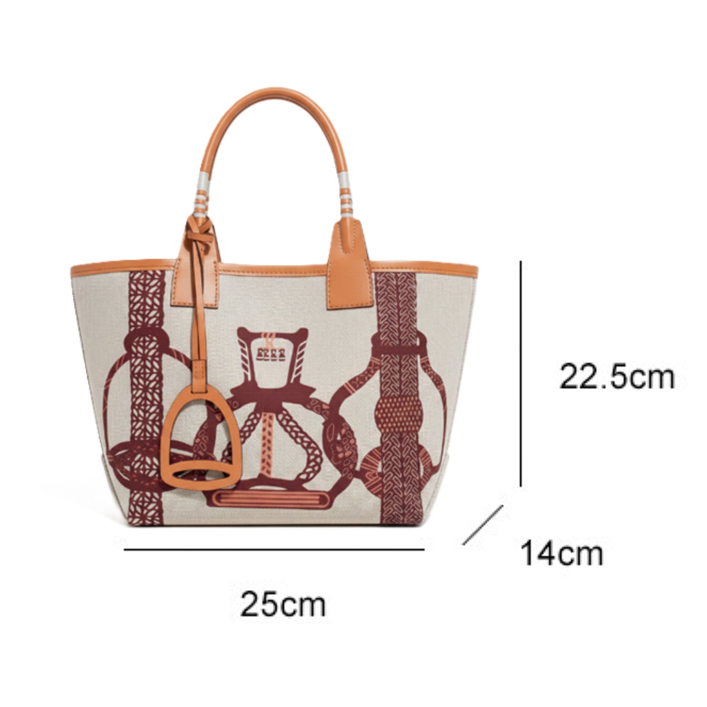 Women's Elegant Canvas Tote Bag - Stirrup Brown