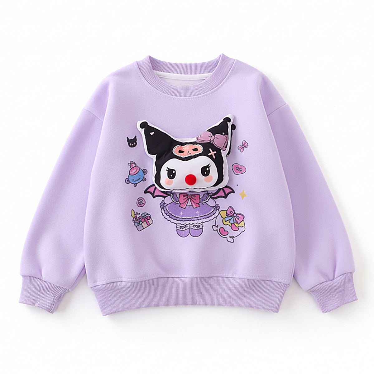 Girls 3D Cartoon Applique Pullover Sweatshirt