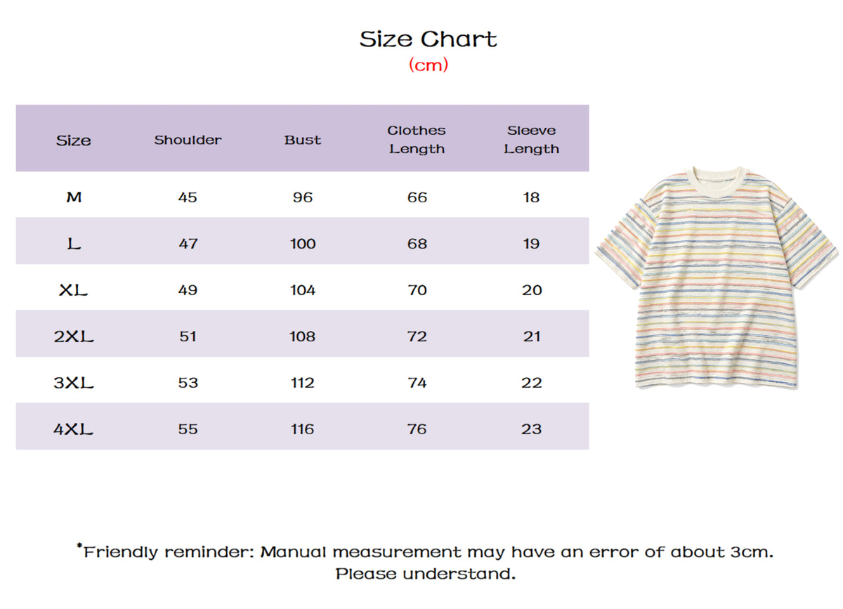 Jacquard Retro Textured Multi-Color Striped T-Shirt