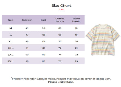 Jacquard Retro Textured Multi-Color Striped T-Shirt
